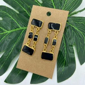 Elegant Black & gold dangle earrings